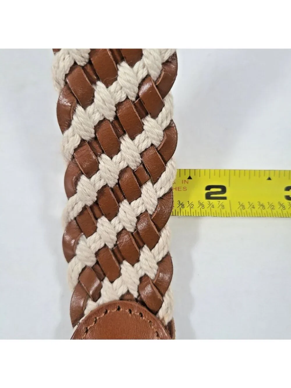 J. Crew Belt Braided Rope and Leather Men's Size Medium 1.5